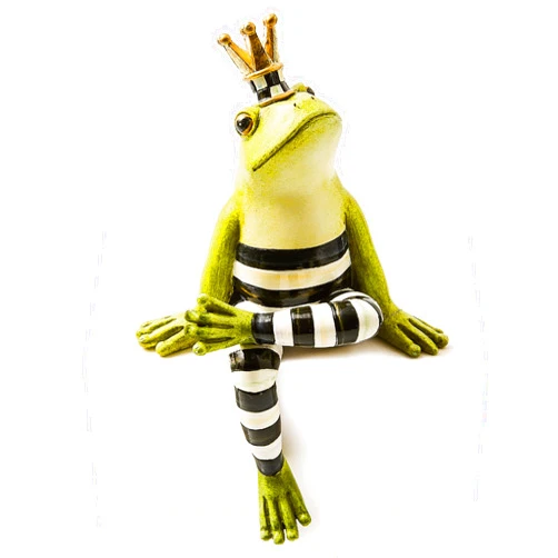 MACKENZIE-CHILDS Resin Ledge Sitter, Cute Frog Figurine for Home and Shelf Decor, Fergal The Frog