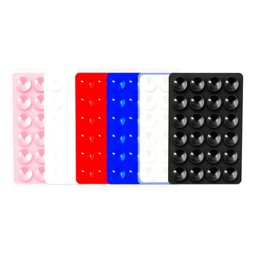 Fafish Suction Phone Case Adhesive Mount 6 Pack, for Selfies and Videos, Sticky Silicone Hands-Free Mirror Shower Mobile Holder (6 Colors)
