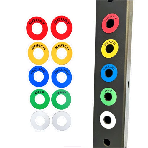 MAGNETRY CO Squat Rack Magnetic Position Markers - Power Cage Reminder Labels for J-Cup & Spotter Arms with 5/8 or 1