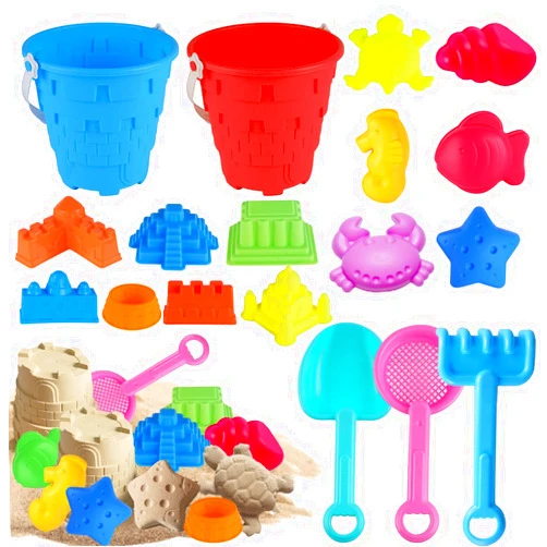 Holady 18 Pcs Beach Sand Toys Set for Kids,Includes Beach Toys Castle Molds Sand Molds, Sea Animal Sand Model,Beach Bucket,Shovel Tool Kit,Fun Outdoor Games Beach Accessories for Kids