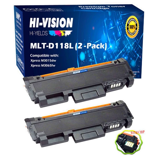 HI-VISION HI-YIELDS Compatible MLT-D118L Toner Cartridge MLTD118L D118L Replacement for Samsung Xpress M3065 M3015DW Printer, (Black, 2-Pack)