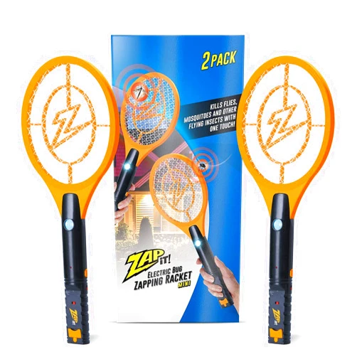 ZAP IT! Bug Zapper Rechargeable Bug Zapper Racket, 4,000 Volt, USB Charging Cable, 2 Pack