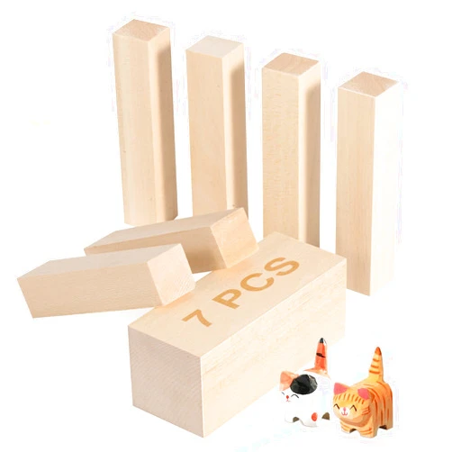 Claities 7 Pcs Basswood Carving Blocks,Wood Carving Blocks Set,2 Different Size Whittling Wood Blocks for Craft Carving Wooden Blocks,4x1x1 and 4x2x2 Inch Bass Wood, for Wood Carving Wood Crafts