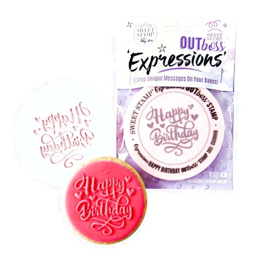 AmyCakes Sweet Stamp by AmyCakes Outboss Plastic Expression Stamp, Hearts Happy Birthday