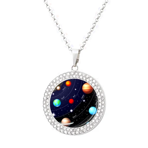 Oyihfvs Round Diamond Pendant, Keepsake Memorial Necklace for Men Women Gift, Alloy Dog Necklace Keychain Tag Jewelry