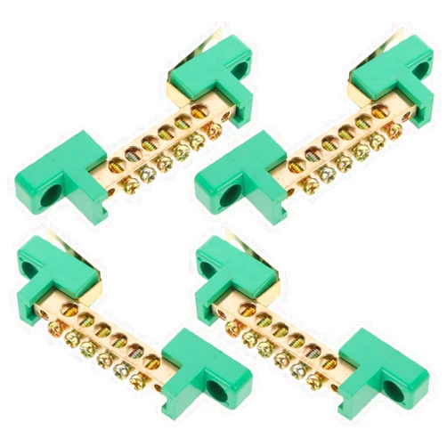 Ciieeo 4pcs Copper Terminal Strip Block Grounding Bus Bar, 6-position Brass Wire Terminal Junction for Electrical Distribution Box Wiring