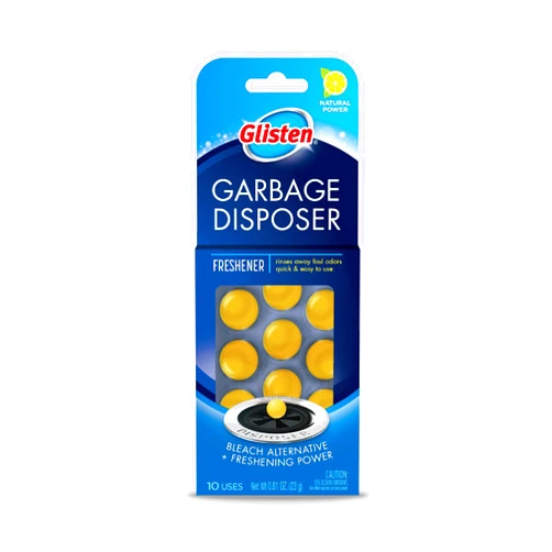 Glisten Garbage Disposer Freshener, Sink Disposal Odor Eliminator, Quick and Easy-to-Use, Lemon Scent, 10 Capsules