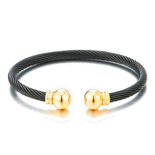 COOLSTEELANDBEYOND Elastic Adjustable Stainless Steel Cuff Bangle Bracelet for Mens Womens
