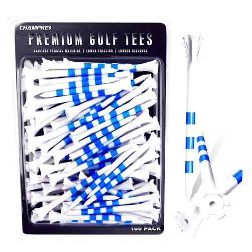 CHAMPKEY Professional 5 Prongs Golf Tees 100 Pack Pure Version - Reduce Friction and Contact Golf Plastic Tees