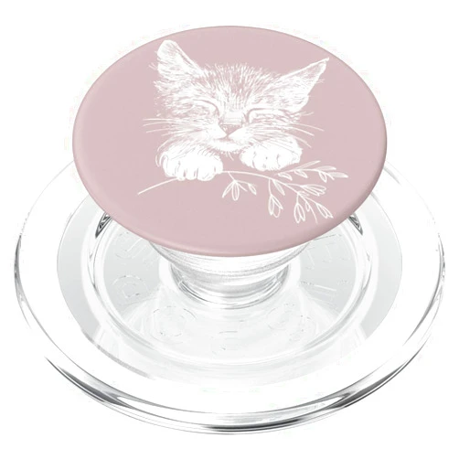 Cats by Fluffabulous Prints Sleeping Kitty with little twig, Cat PopSockets PopGrip for MagSafe