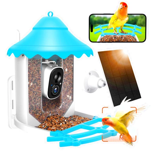 MYPIN Smart Bird Feeder with Camera, Bird Feeder Camera Wireless Outdoor with Solar Powered, AI Identify Bird Species, Auto Capture Bird Videos, Instant Notifications,1080P HD Bird Camera, SD&Cloud