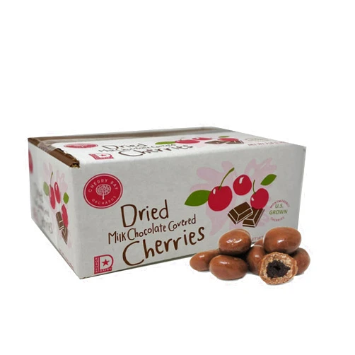 Cherry Bay Orchards Milk Chocolate Covered Cherries (3 lb Bulk Box) - Natural Dried Tart Montmorency Cherries - 100% Domestic, Grower Owned, Preservative Free, No Added Color, Kosher Certified