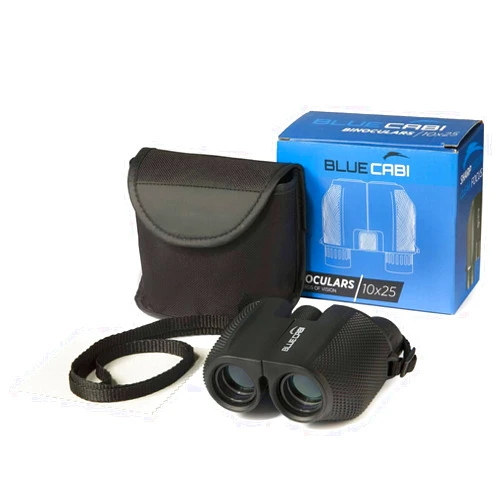 BlueCabi Compact 10x25 Binoculars – Lightweight, Foldable, High Powered Binoculars for Adults & Kids w/Powerful 10x Long Distance Magnification, Easy Focus Knob, Texture Grip, Neck Strap & Travel Bag