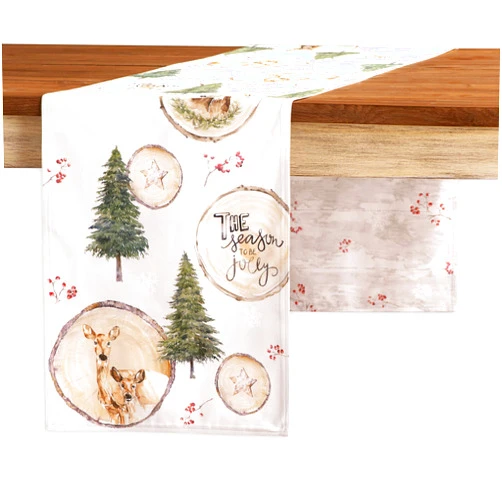 Maison d' Hermine Table Runners 100% Cotton 14.50Inch x 108Inch Tablerunner, Decorative Table Runner, Dining & Camping, Mountain Life (Double Layer) - Thanksgiving/Christmas