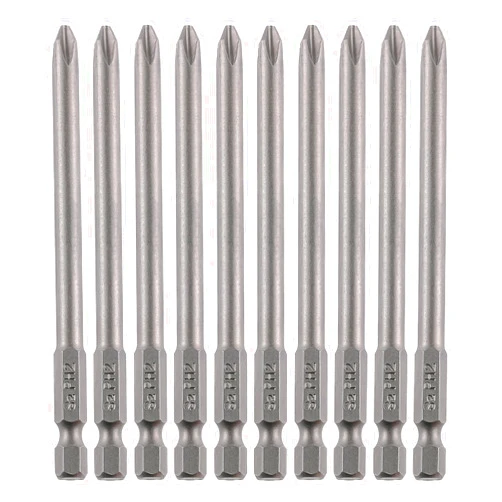 VESTTIO Phillips Cross Slot PH2#2 Long Screwdriver Bit Set 10PCS 1/4 Inch Hex Shank 4 Inch/100 mm Length S2 Steel with Magnetic for Power Screwdriver Drill Impact Driver