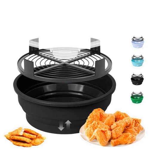 Mokoart Collapsible Batter Bowl with Lid, No Mess Muticolor Breader Shaker Bowl Box, Breading Shaker for Home & On-the-Go, Breading Trays for Frying Fish Fried Chicken, Onion Rings, Wings & More(Black)