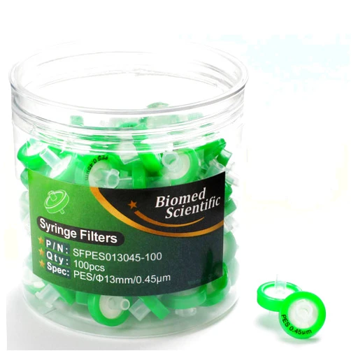 Biomed Scientific Syringe Filter PES(Polyethersulfone) Membrane 13mm Diameter 0.45um Pore Size Non Sterile Pack of 100 by Biomed Scientific