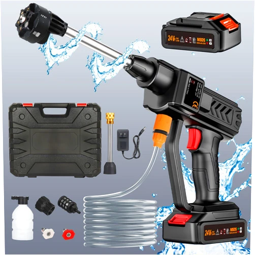 Housiwill Cordless Pressure Washer, 6-in-1 Nozzle Portable Battery Powered Pressure Washer Handheld with 2 Rechargeable Battery Powered, Portable High Pressure Cordless Power Washer for Car/Floor/Patio Cleaning