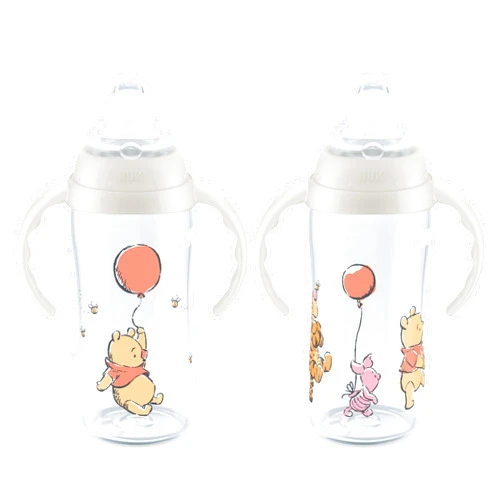 NUK Learner Cup, 10 Oz, Pack of 2, Pooh Bear – Soft Spout, Easy-Grip Handles, BPA Free, Spill Proof Transition Sippy Cup