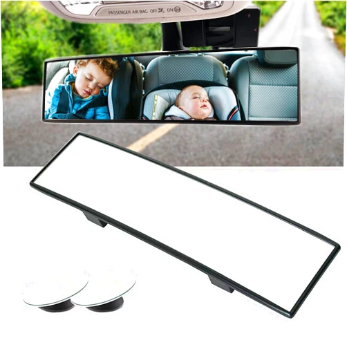 CAKOVANO Rear View Mirror, Car Rear View Mirror, Panoramic convex Rearview Mirror, Interior Clip-On Wide Angle Rearview Mirror, Rear View Mirror Extender for Car (Includes 2 Blind Spot Mirrors)