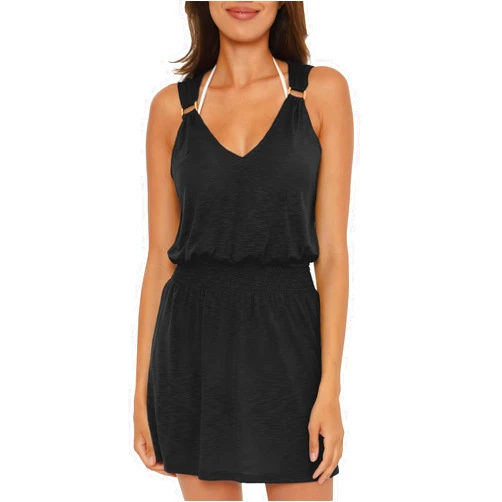 BECCA Breezy Basics Dress, Plunge Neck, Beach Cover Ups for Women