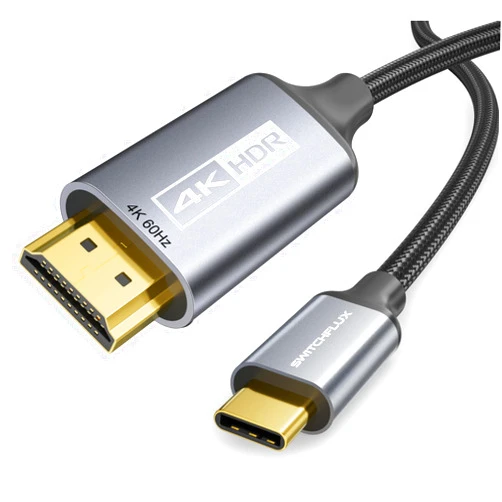 SWITCHFLUX USB-C to HDMI Cable 3Ft [4K@60Hz] High-Speed USB Type C to HDMI 2.0 Braided Cord (Thunderbolt 3/4 Compatible) for iPhone 15 Series, MacBook Pro/Air, iPad Pro, Galaxy S8 to S23