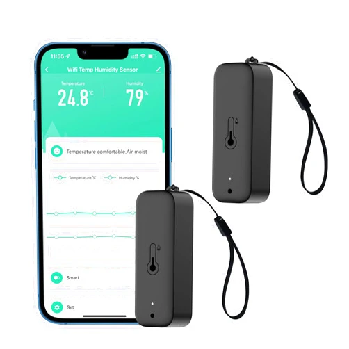 PHOVOLT Wi-Fi Smart Thermometer Hygrometer: Wireless Temperature Humidity Sensor with App Alerts, Data Storage Export, Waterproof Remote Monitor for Cellar Greenhouse, Compatible with Alexa (2 Pack)