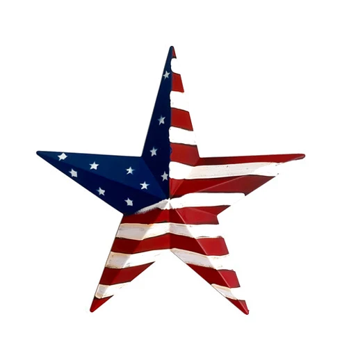 Grace Home Metal Patriotic OLD Glory American Flag 3D Barn Stars Decor Memorial Day 4th of July Indoor Outdoor Americana Wall Decorations 12 Inches­