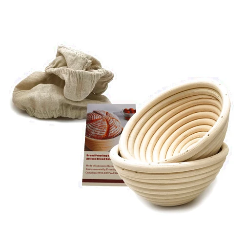 Melostu 5 Inch Round Bread Proofing Basket Sourdough Rising Rattan Bowl for Artisan Bread Home Baking, 2 Pack