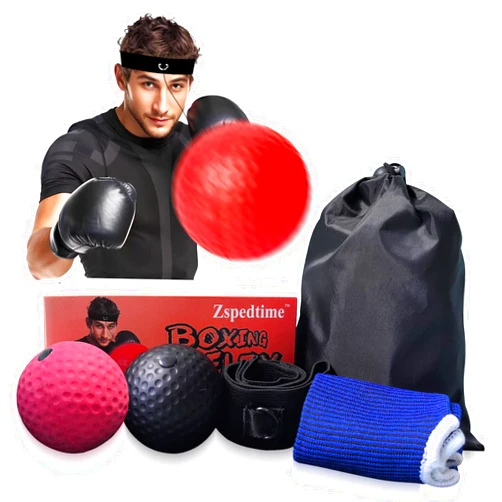 Generic Boxing Reflex Balls Set of 4 – 2 Boxing Ball Gear of with Varying Weights with an Adjustable Headband and A Pair of Gloves Improve Speed and Hand-Eye Coordination for Men, Kids Boxing Equipment
