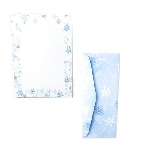 Gartner Studios Blue Snowflake Stationery Paper, Office Supplies, with Envelopes, 8.5” x 11”, 40 Count