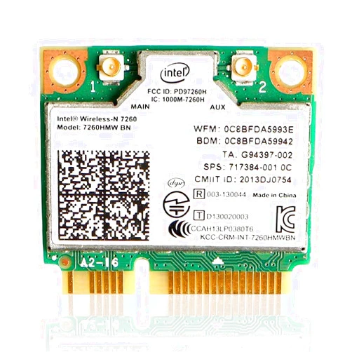 MQUPIN Intel Dual Band Wirless- MQUPIN Intel 7260.HMW Dual Band Wireless Card-AC 7260 Network Adapter+Bluetooth 4.0 USE for Intel AC Half Mini Pcie Card 802.11 b/a/g/n/ac(1 Pack)