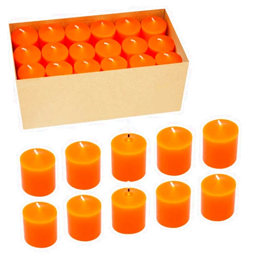 Mi Ka YIa 10 Hour Orange Votive Candles for Weddings Party Halloween Fall and Emergency, Set of 36 Unscented Bulk Candles for Restaurants and Home Decoration