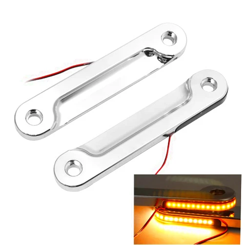 HIYOYO Chrome LED Flush Fork Turn Signal Bracket for Harley Touring with Batwing Models 1997-2013