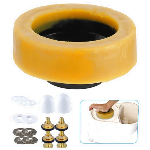 Hibbent Extra Thick Toilet Wax Ring, Toilet Bowl Wax Seal Kit with Closet Bolts, PE Flange and Extra Retainers, Thick Wax Ring Gasket for 3-inch/4-inch Waste line-Gas, Odor and Watertight Seal