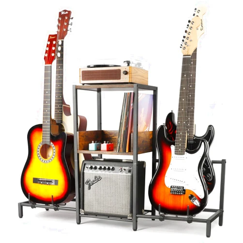 Bikoney Guitar Stand 4-Tier for Acoustic, Electric Guitar, Bass, Guitar Rack Holder Floor Adjustable for Multiple Guitars, Guitar Amp Accessories, Guitar Holder Display for Room Home Studio (Patent)