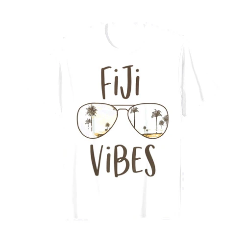 Summer Beach Vacation Traveler Gifts Fiji Tropical Island Vibes Palm Tree Sunset Sunglasses T-Shirt