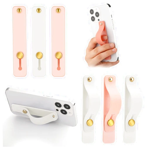 Weewooday 6 Pieces Phone Strap Grip Holder Finger Cell Phone Grip Telescopic Phone Finger Strap Stand Universal Finger Kickstand for Most Smartphones(Pink, White)