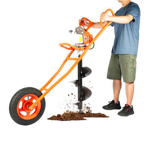 Kunghei 63CC 2 Stroke Post Hole Digger 3HP Gas Powered Earth Auger Borer Ground Drill Gasoline Earth Auger Wheelbarrow with 11
