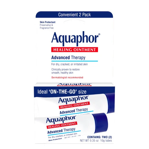 Aquaphor Healing Ointment Advanced Therapy Skin Protectant, Dry Skin Body Moisturizer, 0.35 Oz Tube, Pack of 2