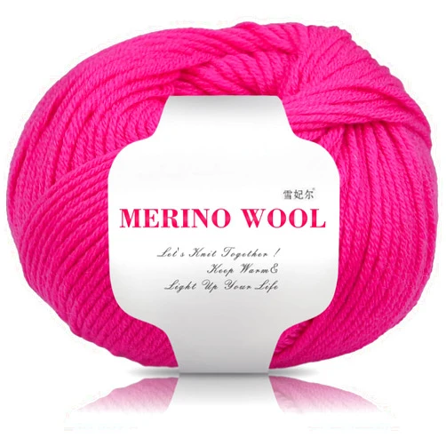SIMEIQI 1 PCS 50g 100% Merino Wool Yarn, 6-Ply Warm and Soft Yarn for Hand Knitting and Crocheting, 140 Yards Yarn for Hand DIY Clothes, Scarves, Hats(Rose Red)
