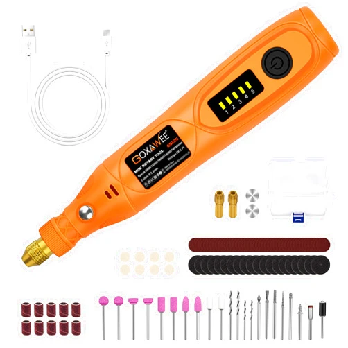 GOXAWEE Mini Cordless Rotary Tool Kit with 105pcs Accessories, USB Charging 5-Speed 18000rpm Multi-Purpose Art Craft Tool with 3.7V Li-ion Battery for Handmade Crafting and DIY Creations