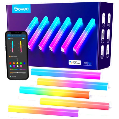 Govee Glide Wall Lights, RGBIC LED Lights, Smart Gaming Lights Works with Alexa and Google Assistant, RGB Light Bar, LED Wall Lights for Bedroom, 2 Panels Set (3 Sections/Panel)