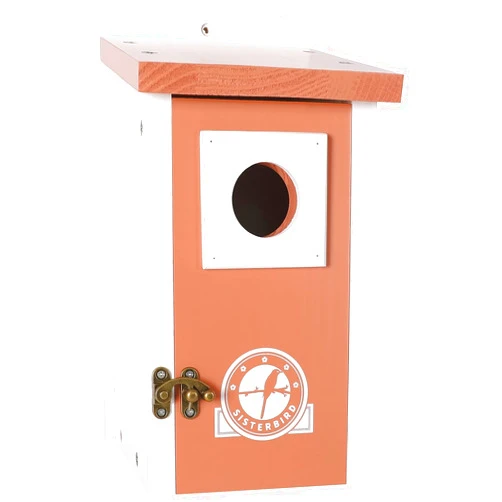 SISTERBIRD Bird Houses for Outside Clearance with Wood Guard, Cedar Bird House Outdoor, Bluebird Finch Swallow Wren Chickadee Assembly Required, Beige Red