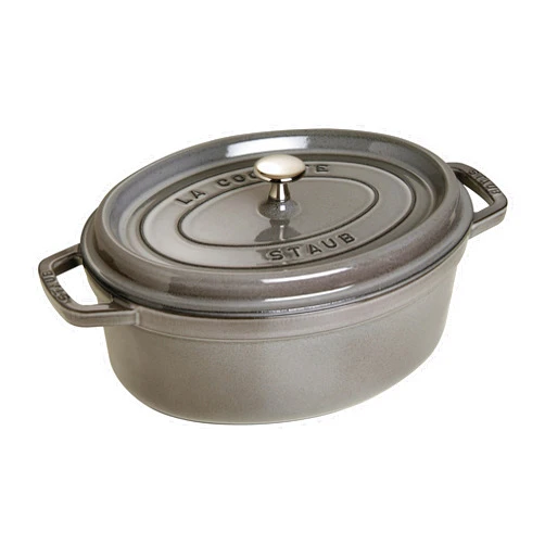 Staub Cast Iron Roaster/Cocotte, Oval 23 cm, 2.35 L, Graphite Grey