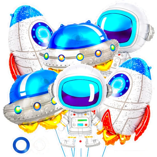 YOTHORN 6 Pcs Space Balloons,Astronaut UFO Rocket Foil Balloons for Kids,Universe Party Decorations,Outer Space Balloon for Baby Shower Universe Themed Birthday Party Decor