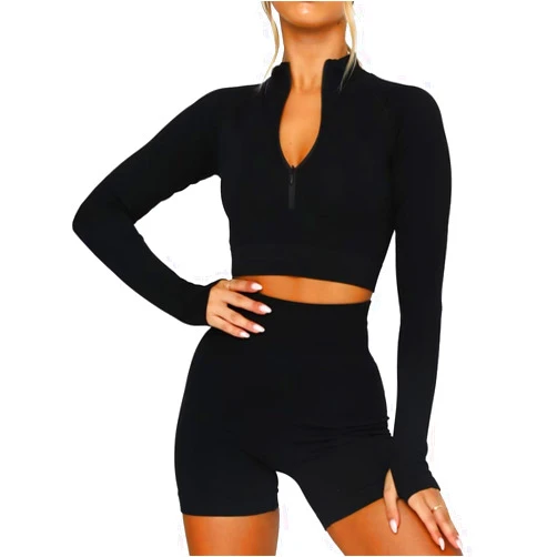 LEEDYA Women's Long Sleeve Workout Tops Half Zip Pullover Running Athletic Shirt Casual Slim Fit Yoga Gym Crop Tops