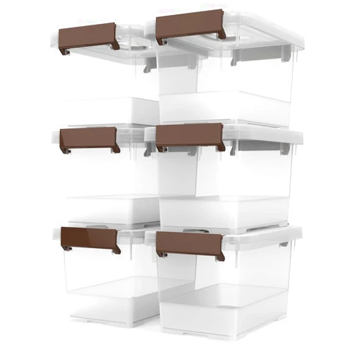 WYT Clear Storage Latch Box, 6 Pack Storage Organizer Bins with Latching Handle and Lids, 3.5 Quart