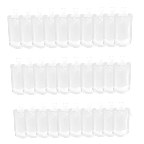 Pineeseatile Leak Proof Empty Squeeze Pouch Portable Travel Fluid Makeup Packing Bag,Transparent Clamshell Packaging Bag Spout Pouch for Toiletry Lotion Shampoo Liquids, 30Pcs