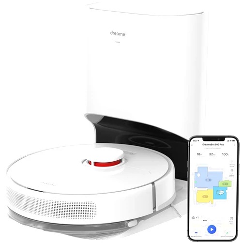 dreame D10 Plus Robot Vacuum and Mop with Self-Emptying Base for 45 Days of Cleaning, Robotic Vacuum with 4000 Pa Suction and LiDAR Navigation, Compatible with Alexa, Wi-Fi Connected